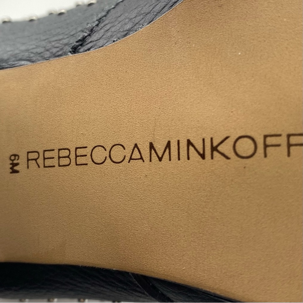 Rebecca Minkoff Women's Boots Black Leather Studded Ankle Heeled Designer Size 6 - Picture 10 of 12